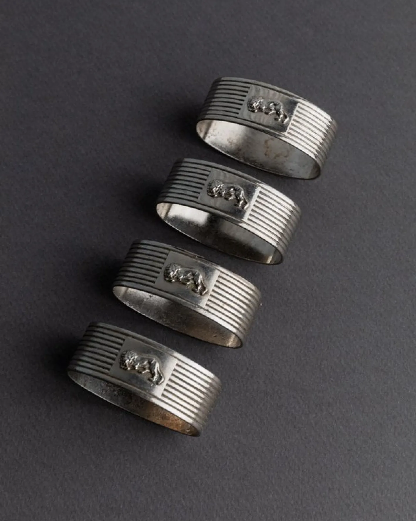 Versilberte Vintage Serviettenringe, 1960er, 4 . Set