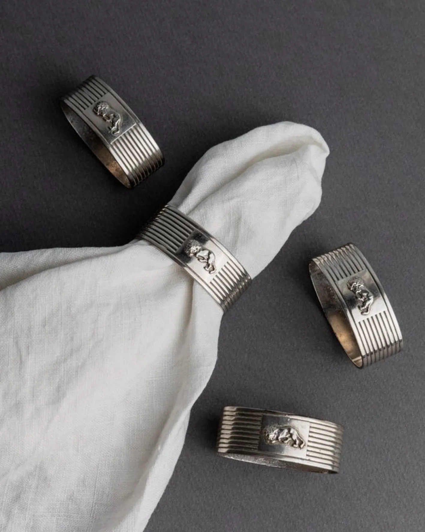 Versilberte Vintage Serviettenringe, 1960er, 4 . Set