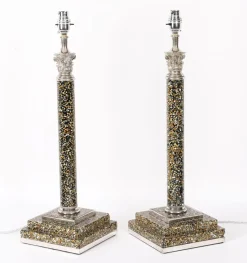 Versilberte Vintage Tischlampen aus korinthischem Achat, 2er Set