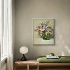 Victor Abeloos, Blumenstrauß in grüner Vase, 1890er, Ölgemälde auf Leinwand, gerahmt