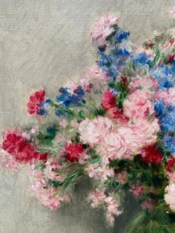 Victor Abeloos, Blumenstrauß in grüner Vase, 1890er, Ölgemälde auf Leinwand, gerahmt