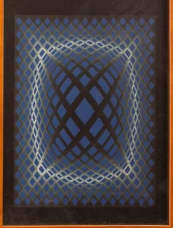 Victor Vasarely, Gitter, Siebdruck, 1980er, gerahmt