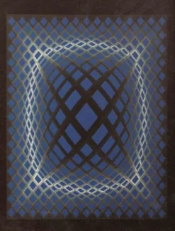 Victor Vasarely, Gitter, Siebdruck, 1980er, gerahmt