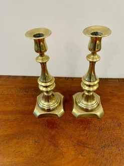 Viktorianische Messing Kerzenständer, 2er Set