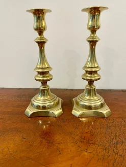 Viktorianische Messing Kerzenständer, 2er Set