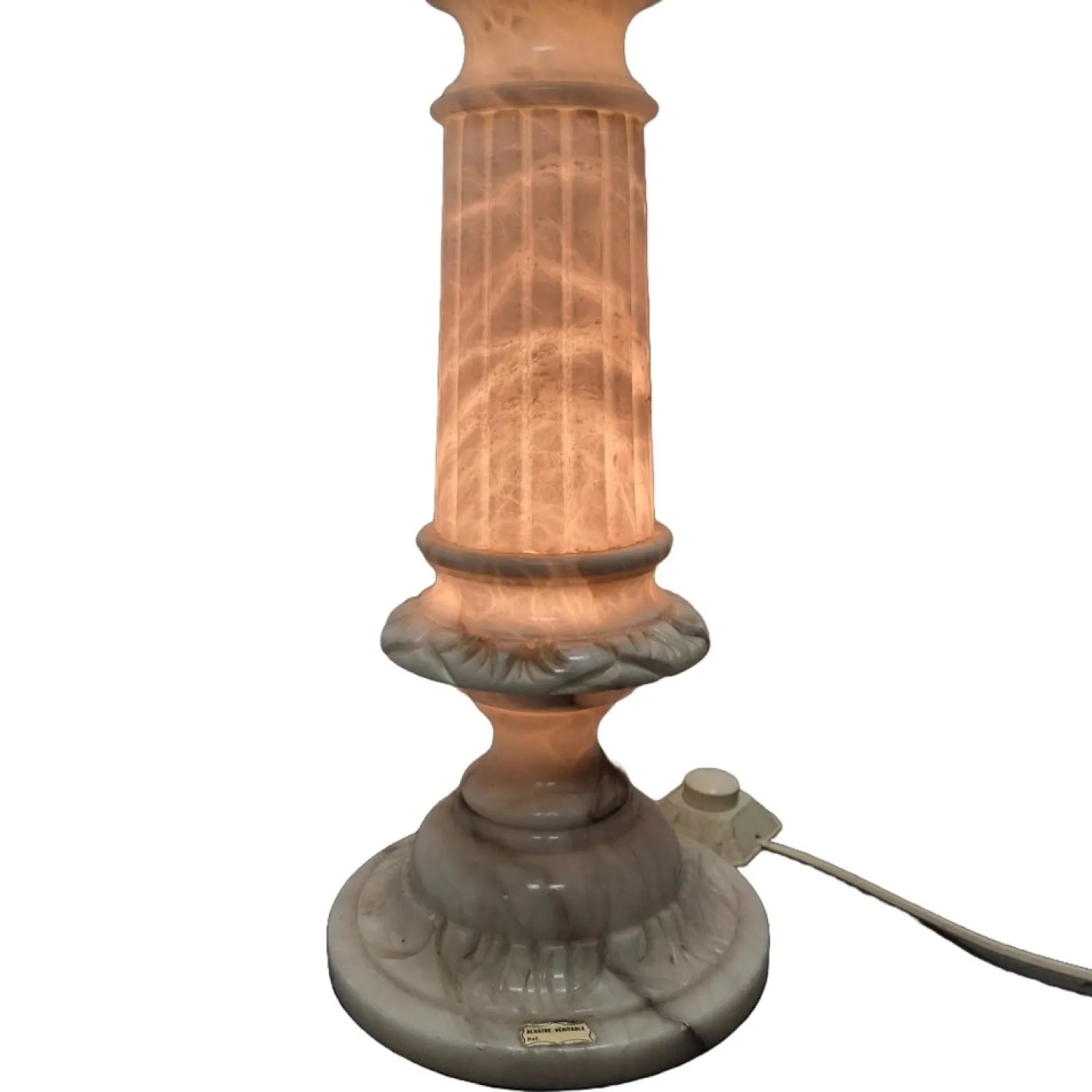 Vintage Alabaster Säule mit Lampe, 1970/80er