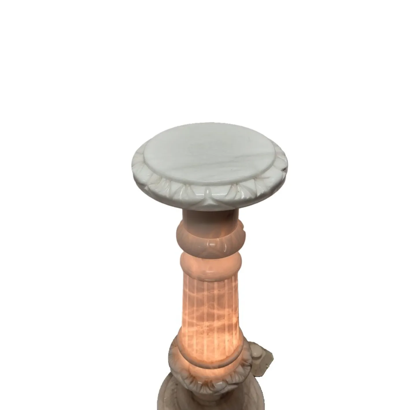 Vintage Alabaster Säule mit Lampe, 1970/80er