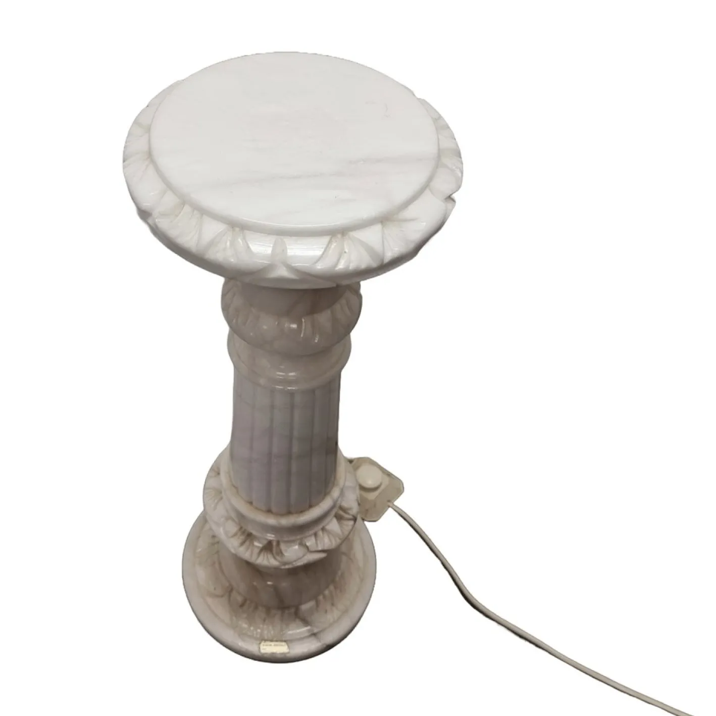Vintage Alabaster Säule mit Lampe, 1970/80er