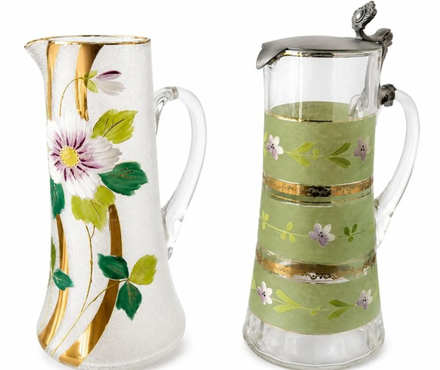 Vintage Becher aus geformtem Glas, 2er Set