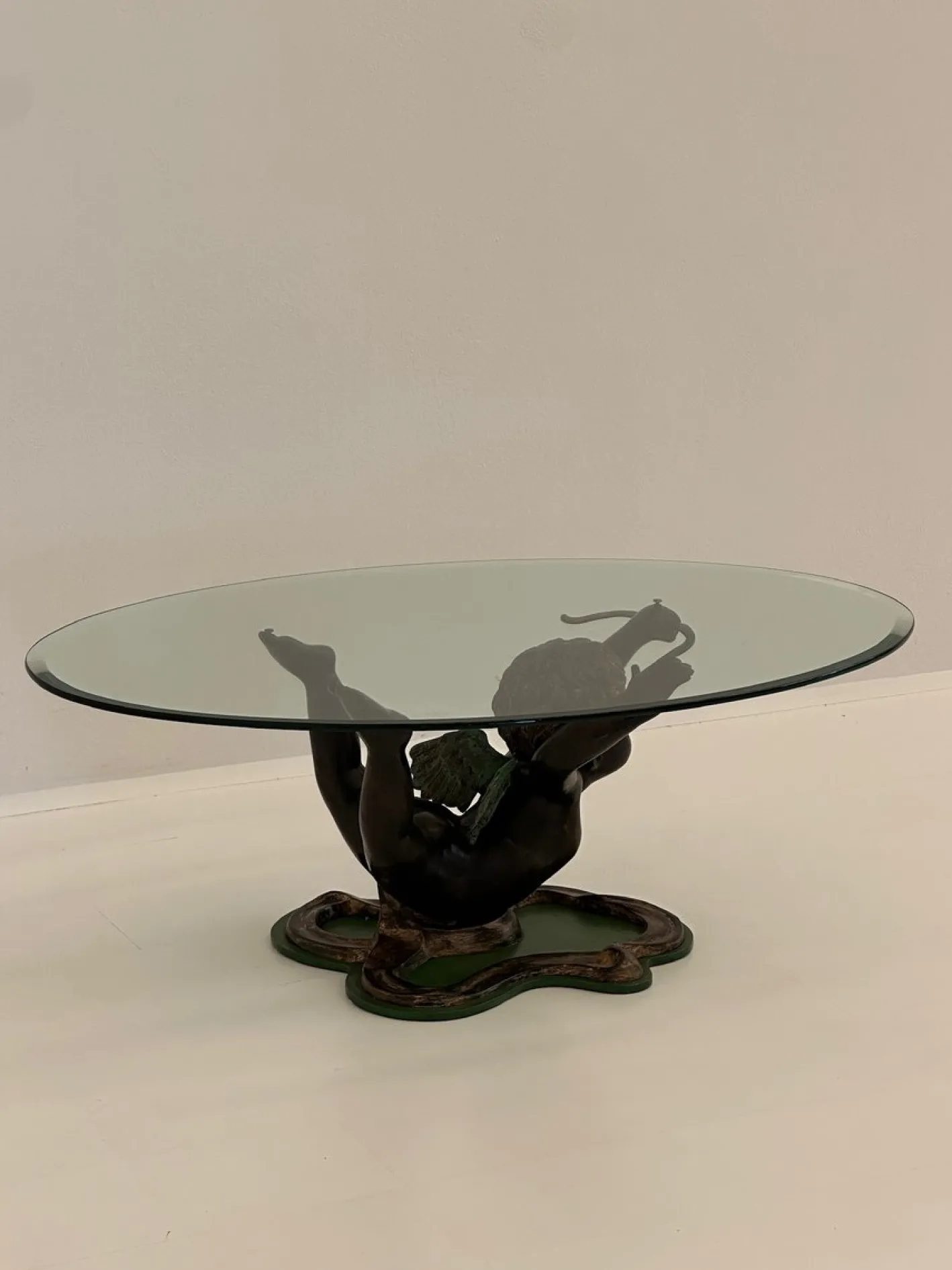 Vintage Couchtisch mit Glasplatte, 1970er
