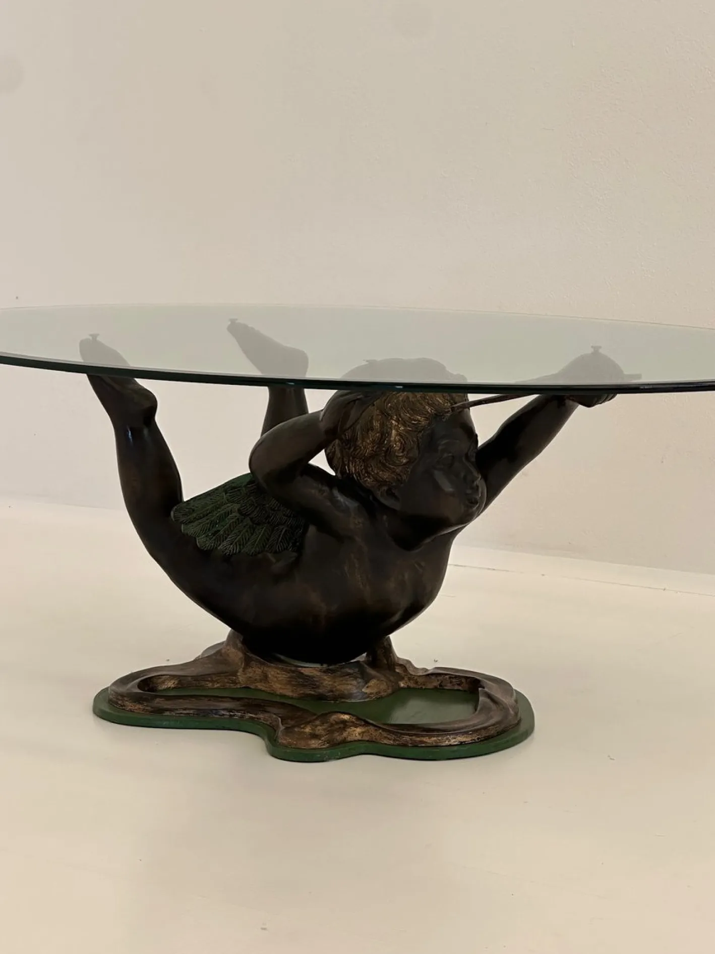 Vintage Couchtisch mit Glasplatte, 1970er