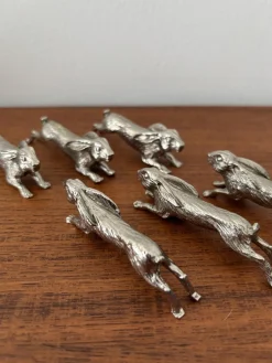 Vintage Kaninchen Messerablagen aus versilbertem Metall, 1970er, 6er Set