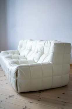 Vintage Kashima Sofa aus weißem Leder von Michel Ducaroy für Ligne Roset, 1980er
