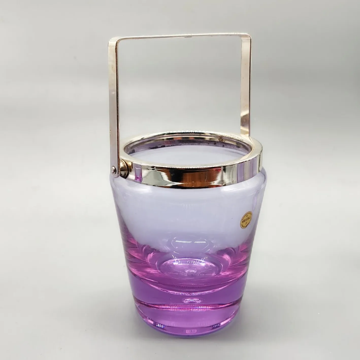 Vintage Kristallglas Set mit Eiskübel und 4 Gläsern von VB Kristall, 1970er, 5er Set