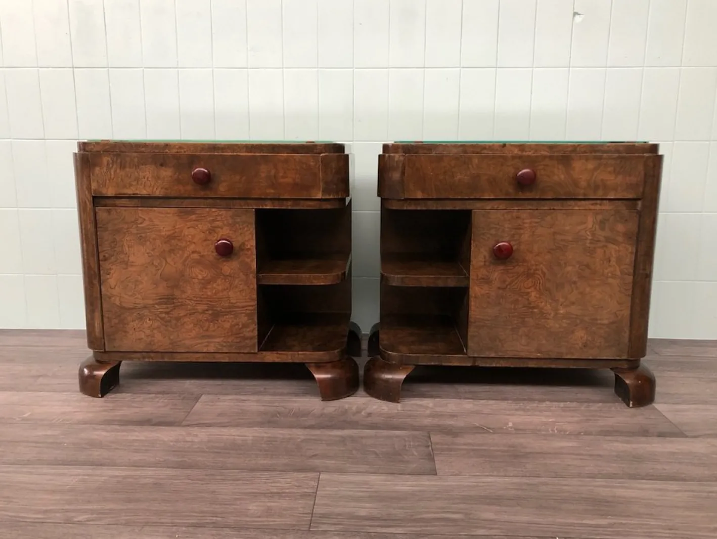 Vintage Nachttische, 1930er, 2er Set