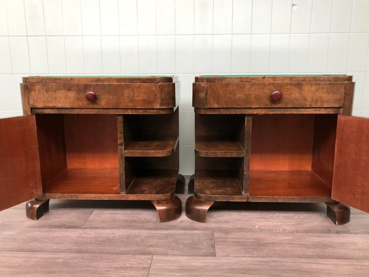 Vintage Nachttische, 1930er, 2er Set