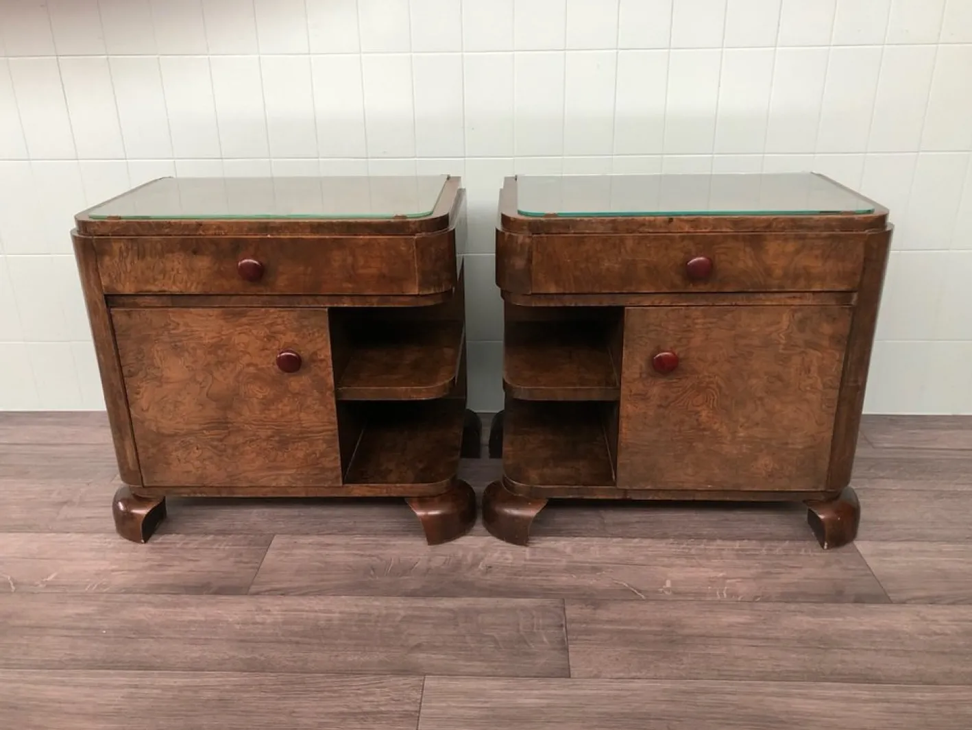 Vintage Nachttische, 1930er, 2er Set