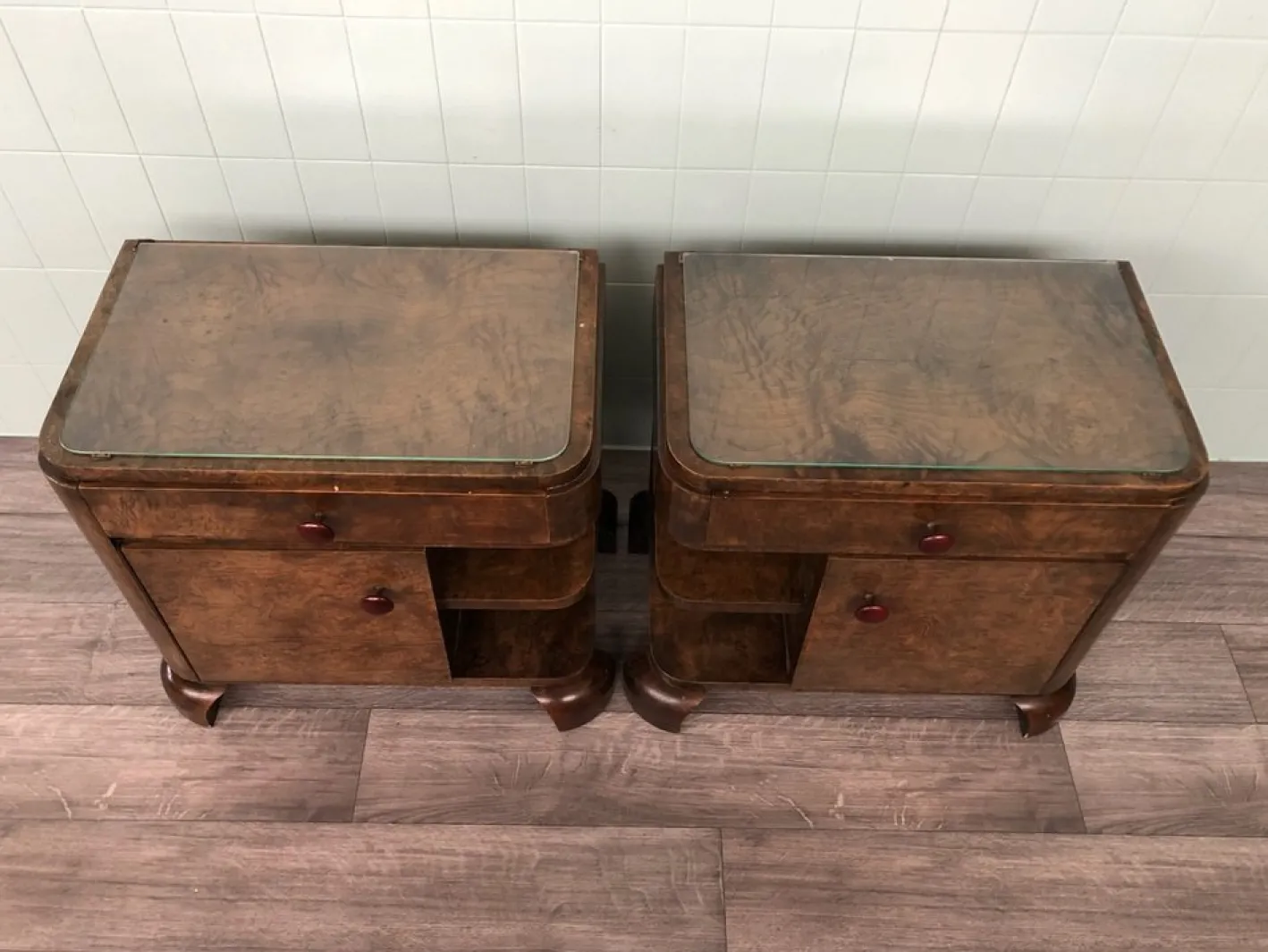 Vintage Nachttische, 1930er, 2er Set