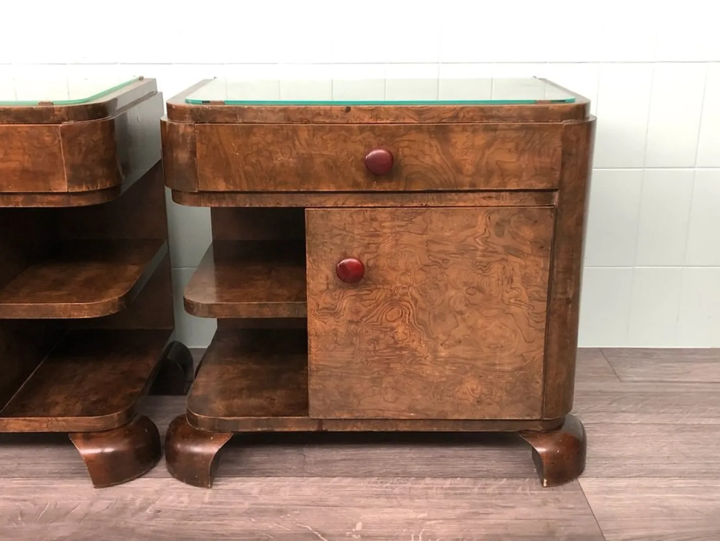 Vintage Nachttische, 1930er, 2er Set
