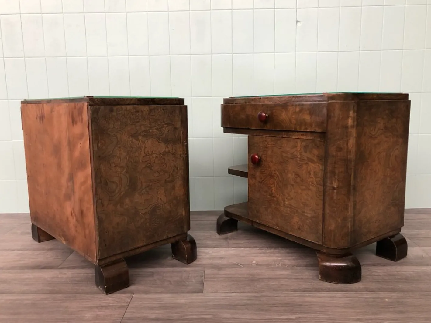 Vintage Nachttische, 1930er, 2er Set