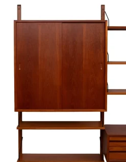 Vintage Royal Wandregal mit 4 Teak Schränken von Poul Cadovius, 1960er, 23er Set
