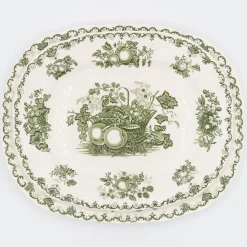 Vintage Servierteller mit grünem Obstkorb Dekor von Masons, 1950er, 2er Set