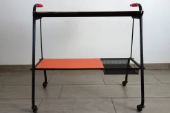 Vintage Servierwagen aus perforiertem Metall in Orange, 1950er
