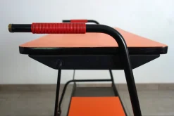 Vintage Servierwagen aus perforiertem Metall in Orange, 1950er