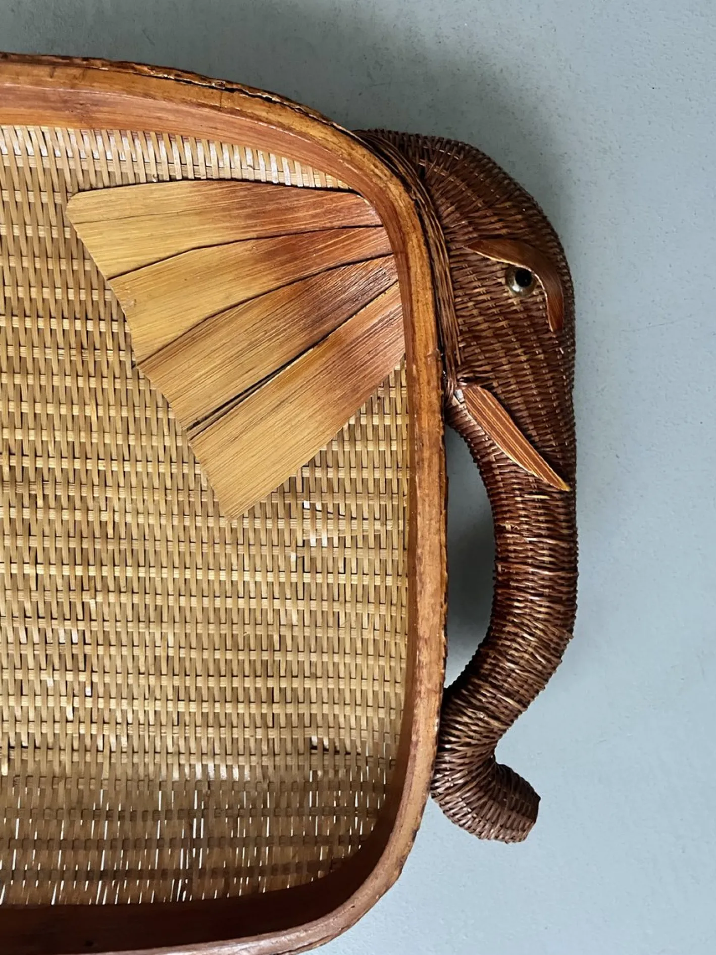 Vintage Tablett aus Korbgeflecht, 1950er