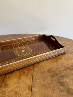 Vintage-Tablett mit Intarsien aus Messing, 1920