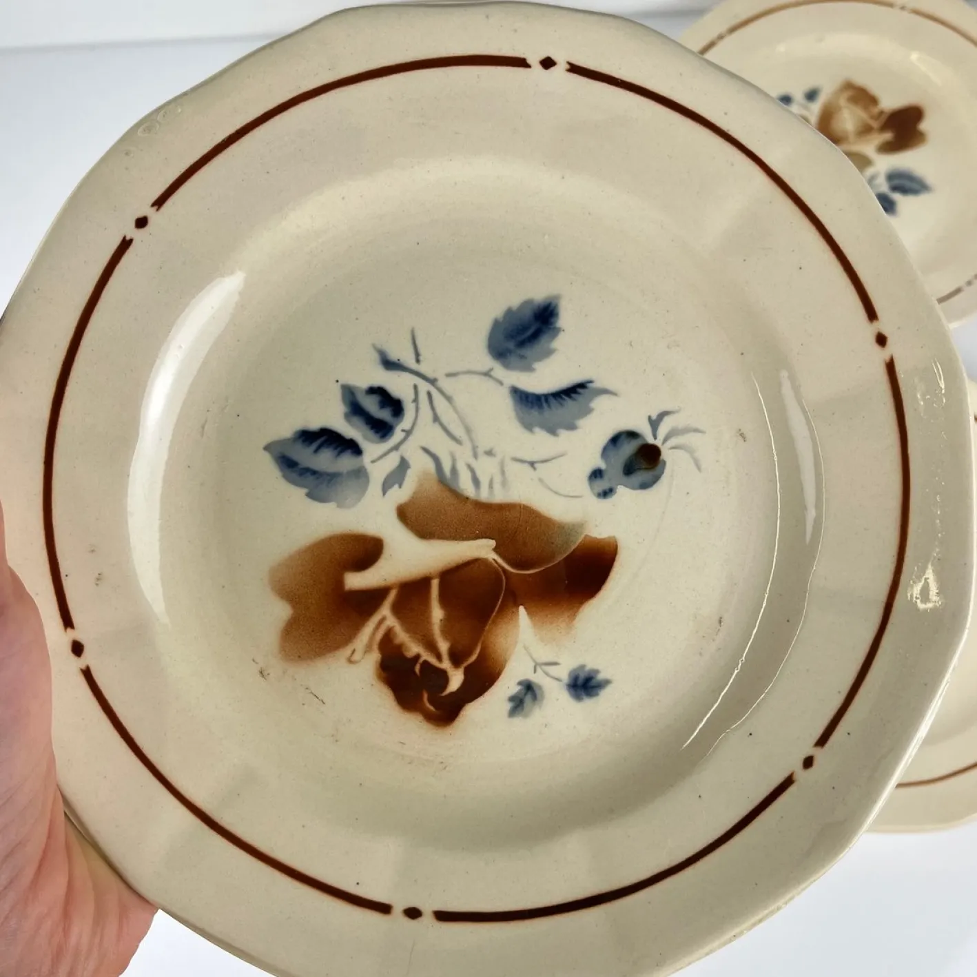Vintage Teller mit Blumenmotiven von Sarreguemines, 1920er, 4er Set