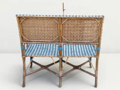 Vintage Zwei-Sitzer Rattan Bank, 1950er