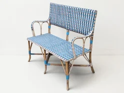 Vintage Zwei-Sitzer Rattan Bank, 1950er