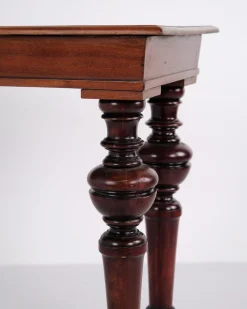 Wall or Console Table in Mahogany with Carved Round Legs, 1880s