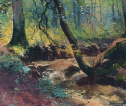 Warnie Stanislas, Sommerwaldlandschaft, 1915, Aquarell