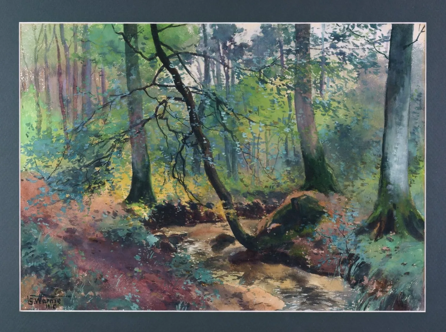 Warnie Stanislas, Sommerwaldlandschaft, 1915, Aquarell