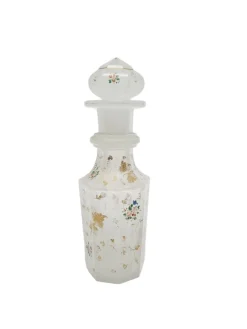 Weiße Biedermeier Glaskaraffe, Österreich, 1890er