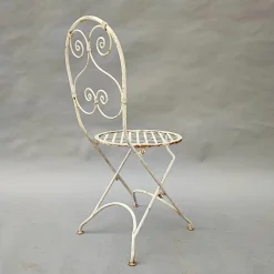 Weiße Gartenstühle aus Eisen, 3er Set