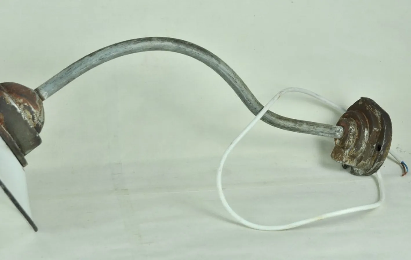 Weiß Emaillierte Metall Gartenlampe, 1940er