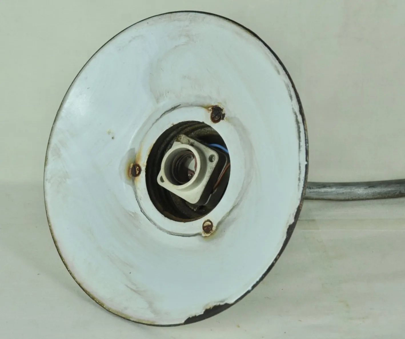 Weiß Emaillierte Metall Gartenlampe, 1940er