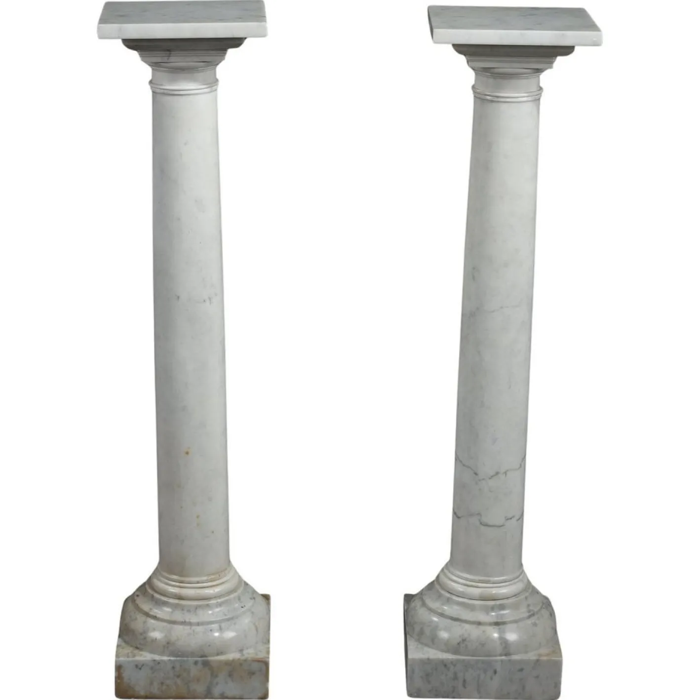 Weiße Marmorsäulen, 1880, 2er Set