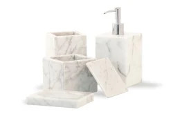 Weißer Seifenspender aus weißem Carrara Marmor von Fiammettav Home Collection, 2019