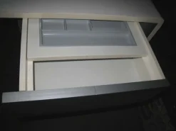 Weißer Vintage Schreibtisch aus Laminat & Gebürstetem Stahl