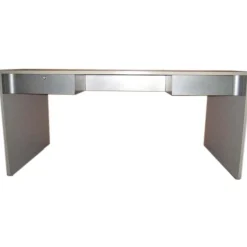 Weißer Vintage Schreibtisch aus Laminat & Gebürstetem Stahl