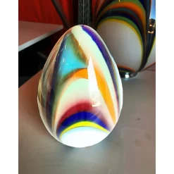 White Egg Tischlampen aus Buntglas von Simoeng, 2er Set