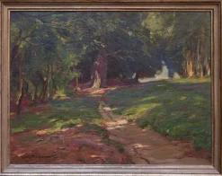 Wilhelm Feldmann, Waldlandschaft im Sonnenlicht, 1900, Ölgemälde