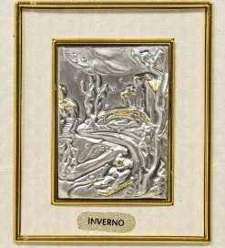 Winter Figurative Sculpture in Sterling Silver and Gold Leaf by Euroesse