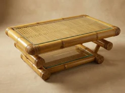 Wohnzimmergarnitur aus Bambus, 1980er, 4er Set