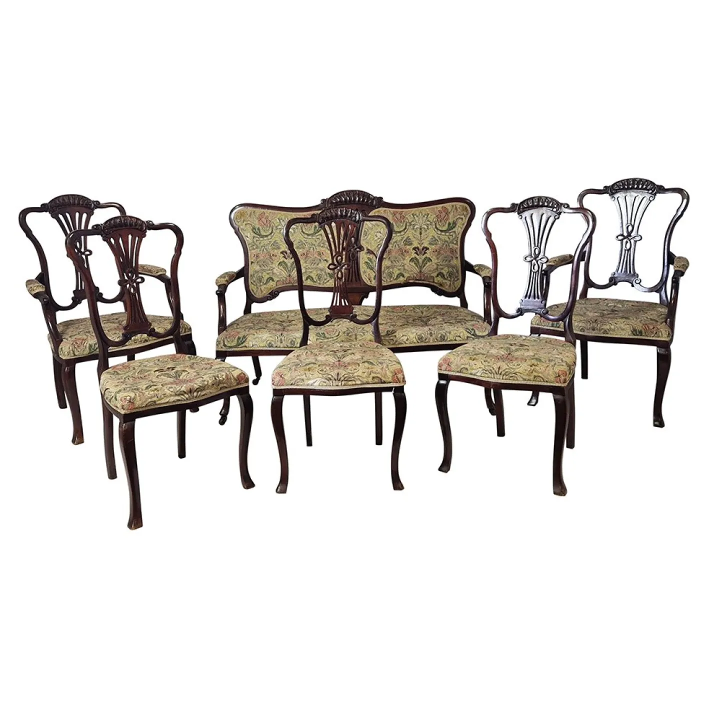 Wohnzimmer Set im Liberty Stil, 1920er, 6 . Set