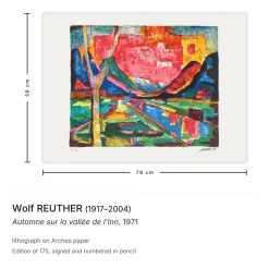 Wolf Reuther, Automne Sur la Vallée de l'Inn, 1971, Lithographie